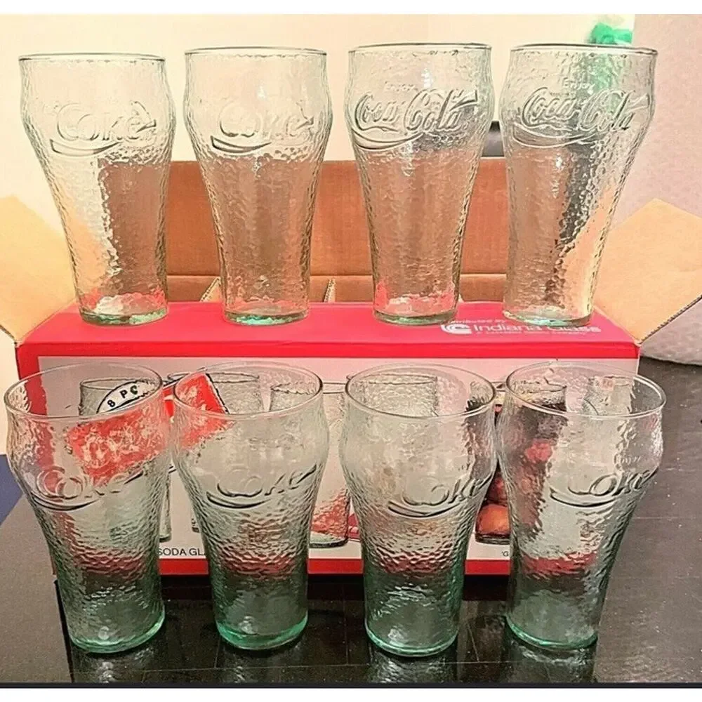 VINTAGE Coca-Cola Drinking Glasses Bell-Shaped, 8 in Box 1995. Gently Used.